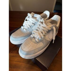 Nike Mens Patent Grey White Rope Laces Air Force 1 ‘07 LV8 Sneaker Shoes Size 13
